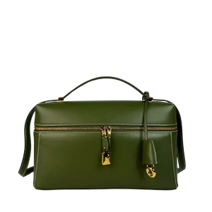 Loro Piana Extra Bag L27 glad kalfsleer Dark Lichen Green (50OM)