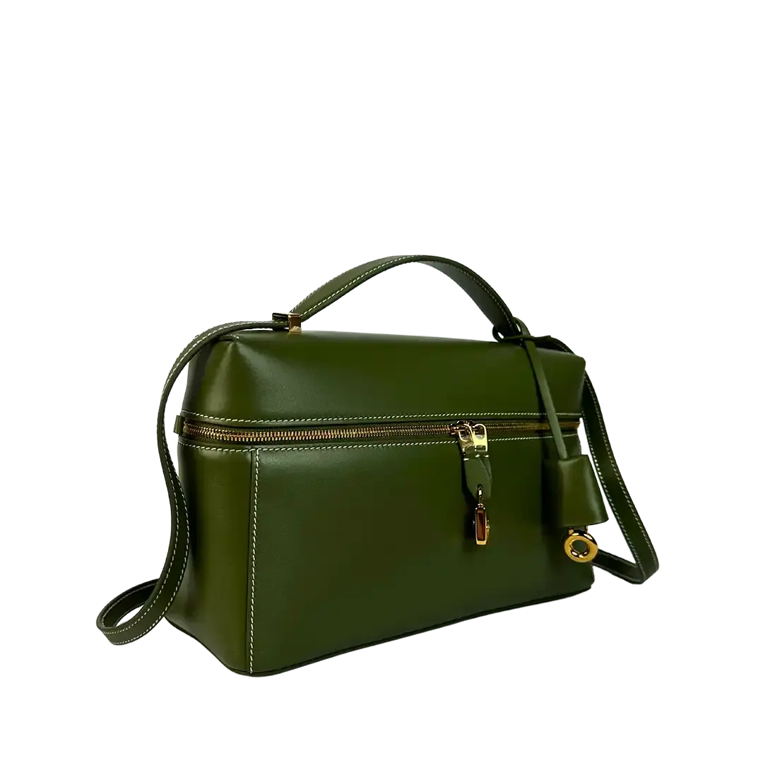 Loro Piana Extra Bag L27 glattes Kalbsleder Dark Lichen Green (50OM) / neuwertig Loro Piano