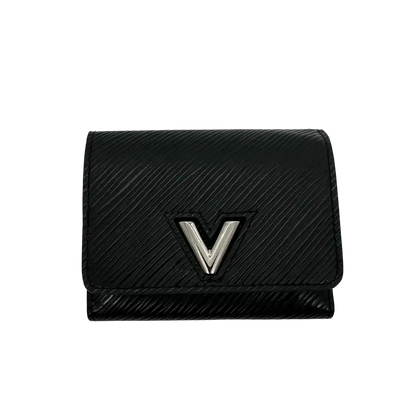 Louis Vuitton Black Epi Twist Compact Wallet Geldbörse / sehr gut Louis Vuitton