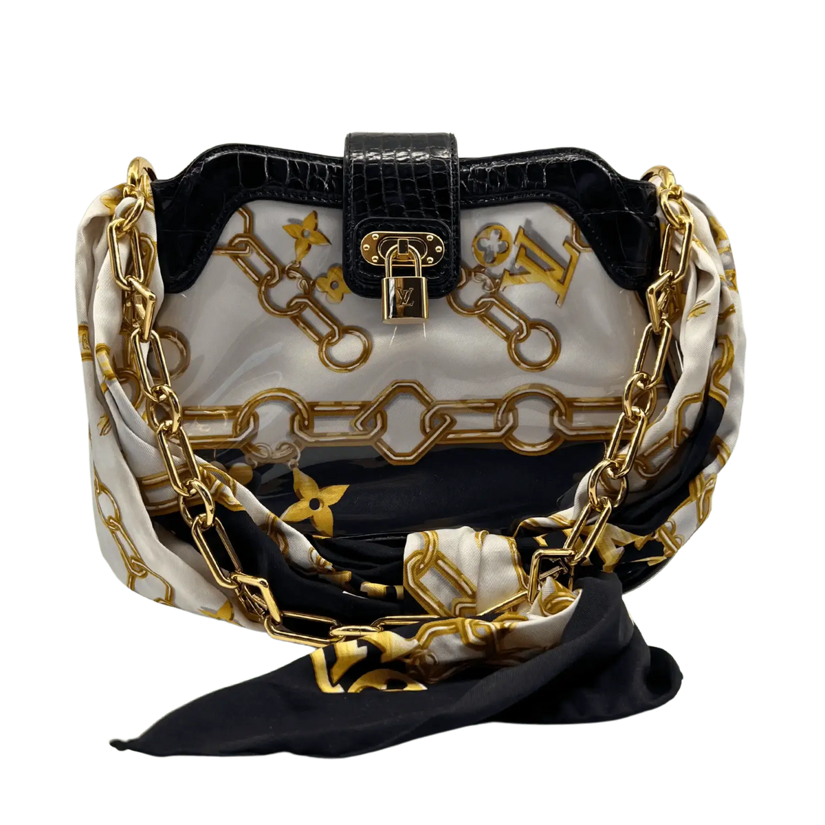 Louis Vuitton Limited Edition weißes Monogramm Charms Linda Alligator Trim Chains Tasche Echtheitscheck