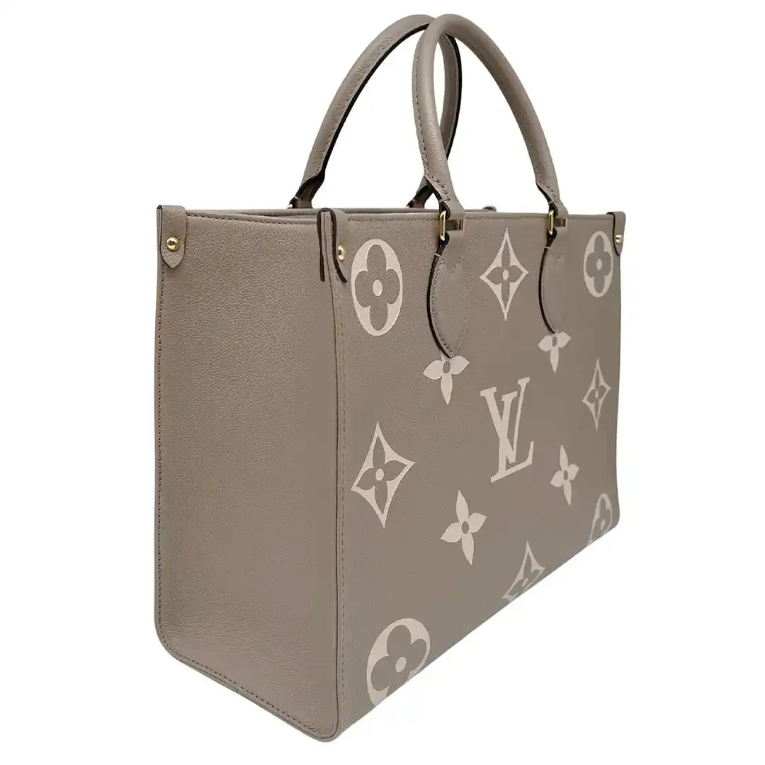 Louis Vuitton Onthego MM mittelgroß Tourterelle / Creme Empreinte Leder Fullset / wie neu - Echtheitscheck