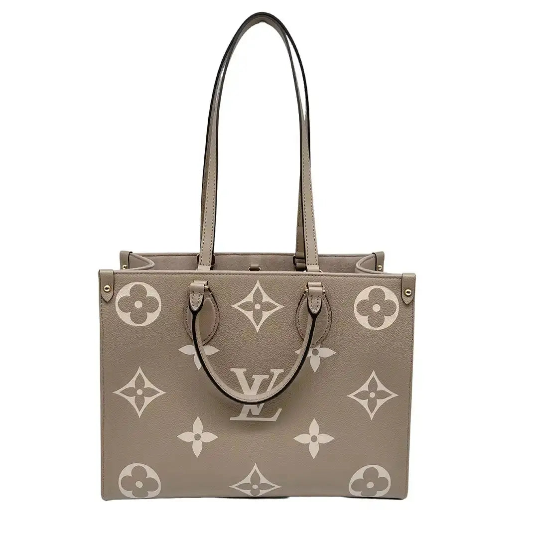 Louis Vuitton Onthego MM mittelgroß Tourterelle / Creme Empreinte Leder Fullset / wie neu - Echtheitscheck