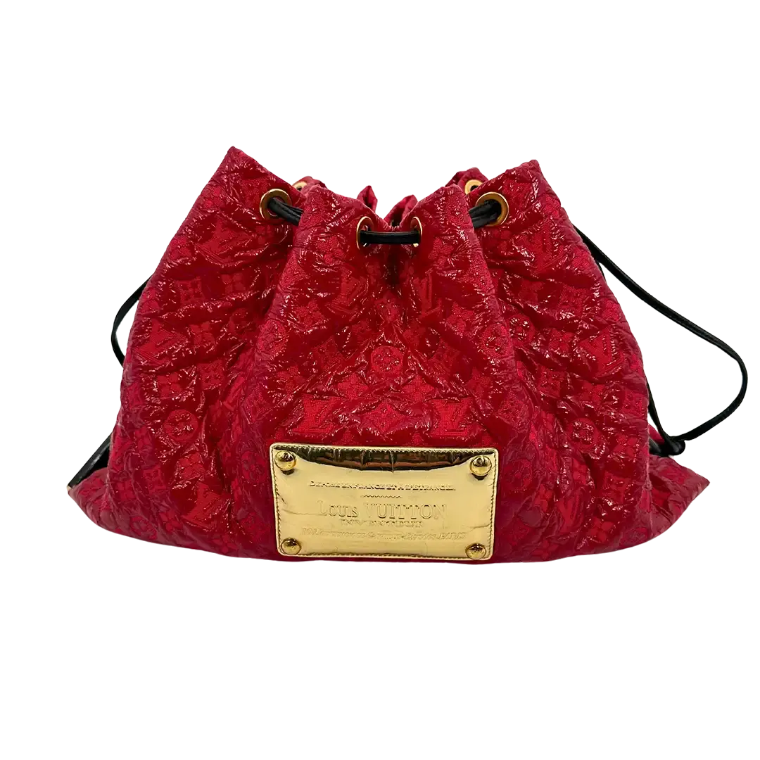 Louis Vuitton Squishy Tote Bag mit Kordelzug Monogram Vinyl rot M95257 / sehr gut Louis Vuitton