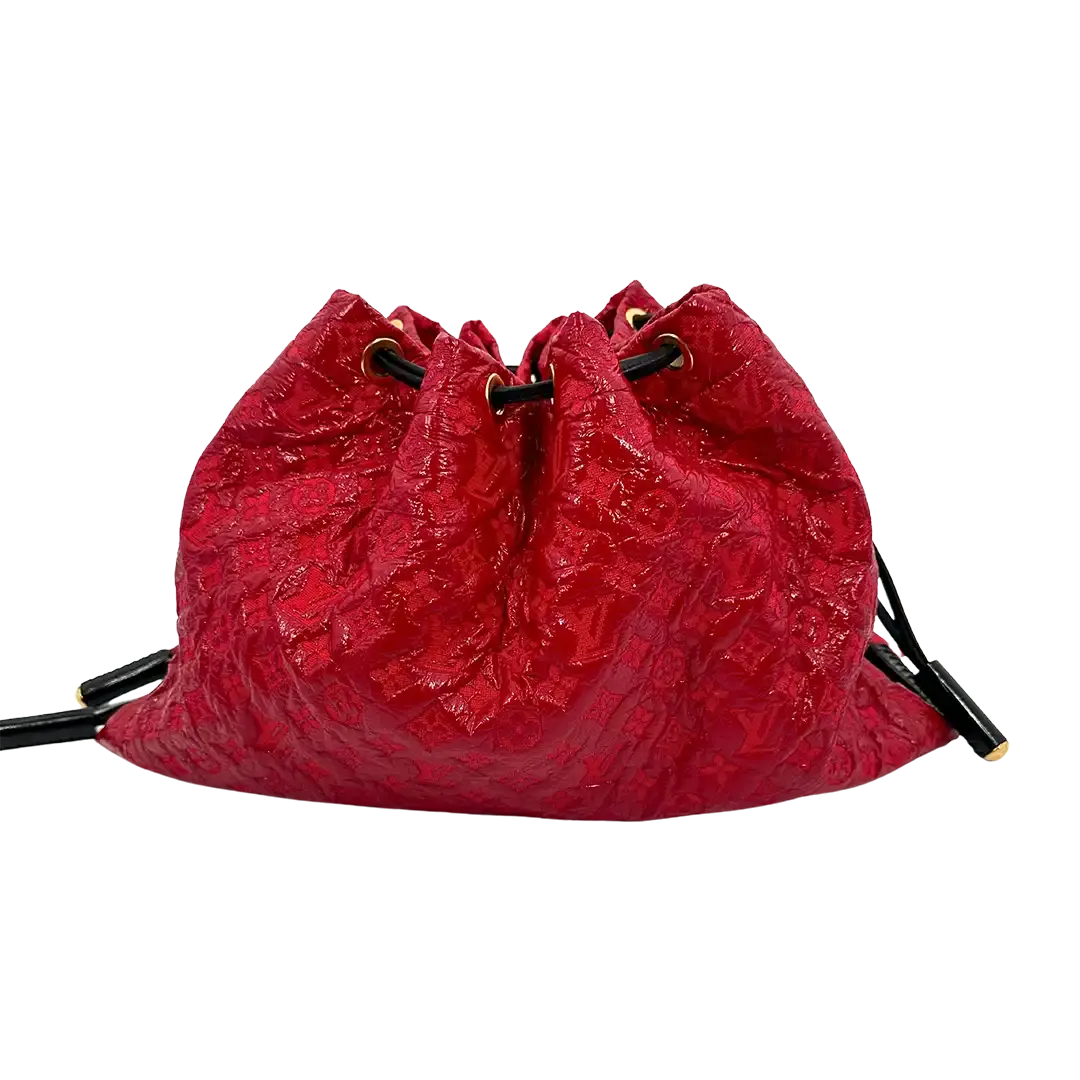 Louis Vuitton Squishy Tote Bag mit Kordelzug Monogram Vinyl rot M95257 / sehr gut Louis Vuitton