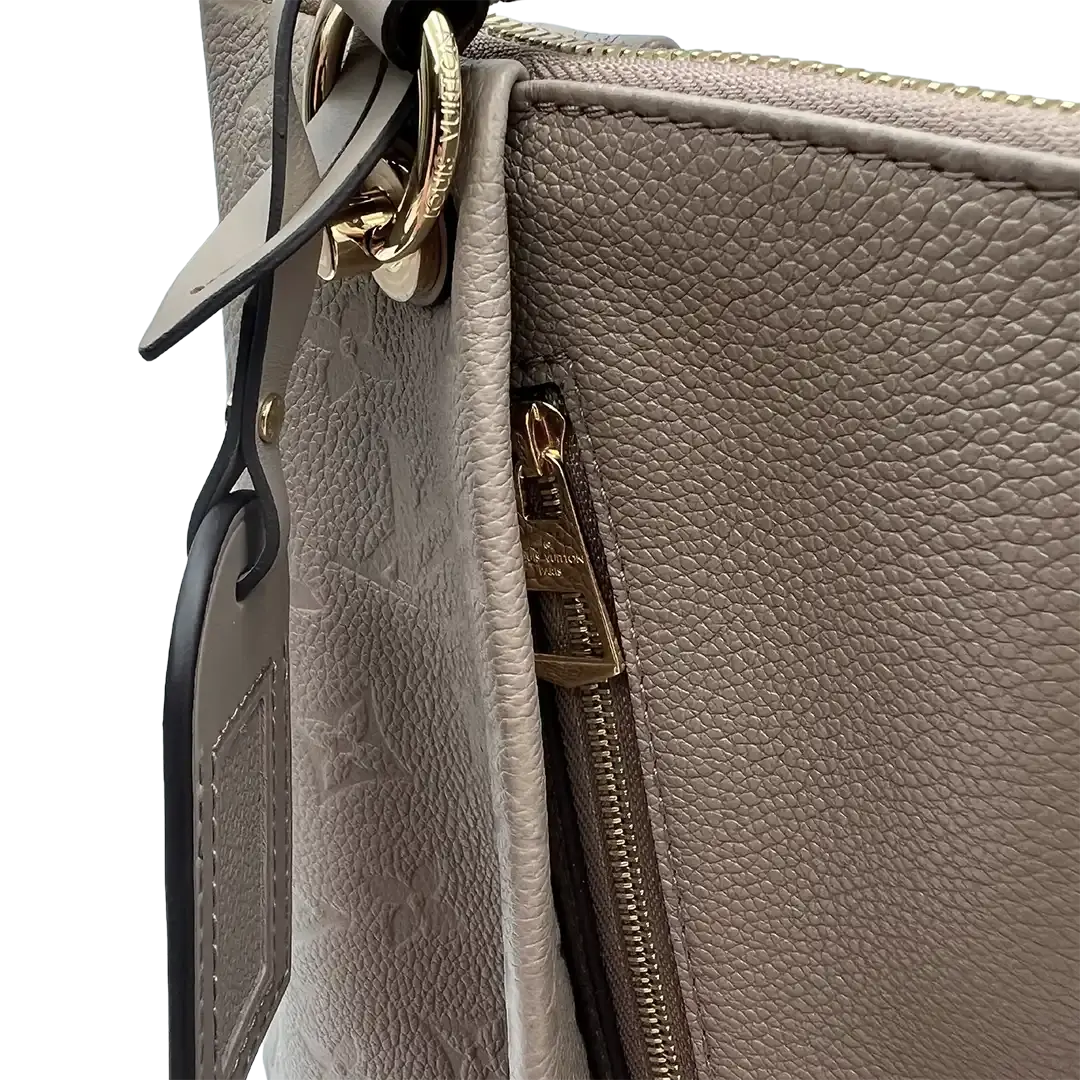 Louis Vuitton V Tote MM Monogram Tourterelle Empreinte Leder grau / neuwertig Louis Vuitton
