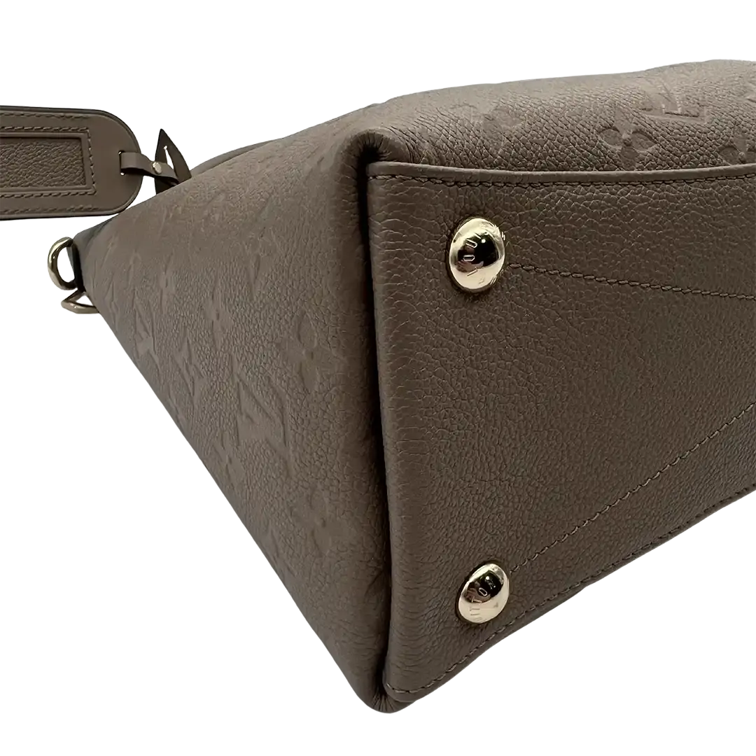 Louis Vuitton V Tote MM Monogram Tourterelle Empreinte Leder grau / neuwertig Louis Vuitton