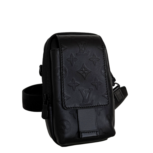 Louis Vuitton Double Phone Pouch NM Monogram Shadow M81323 Schwarz Fullset / neuwertig Handtasche