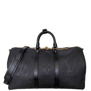 Louis Vuitton Keepall 45 Bandouliere Empreinte Giant Leer zwart