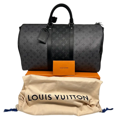 Louis Vuitton Keepall 50 Bandouliere Monogram Eclipse Reverse 50 grau Fullset / ungetragen Louis Vuitton