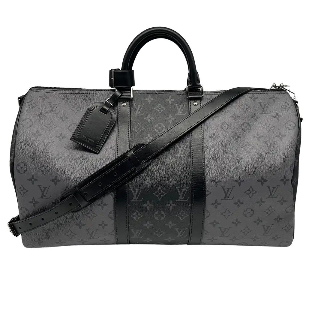Louis Vuitton Keepall 50 Bandouliere Monogram Eclipse Reverse 50 grau Fullset / ungetragen Louis Vuitton