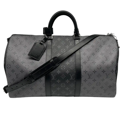 Louis Vuitton Keepall 50 Bandouliere Monogram Eclipse Reverse 50 grau Fullset / ungetragen Louis Vuitton