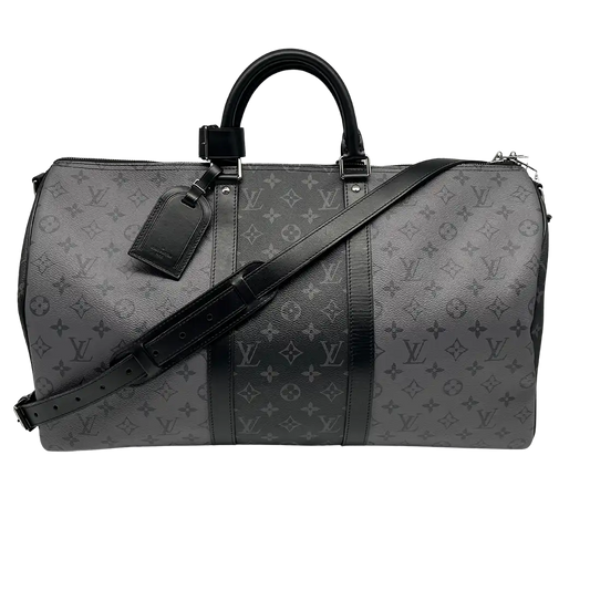 Louis Vuitton Keepall 50 Bandouliere Monogram Eclipse Reverse 50 grau Fullset / ungetragen Louis Vuitton