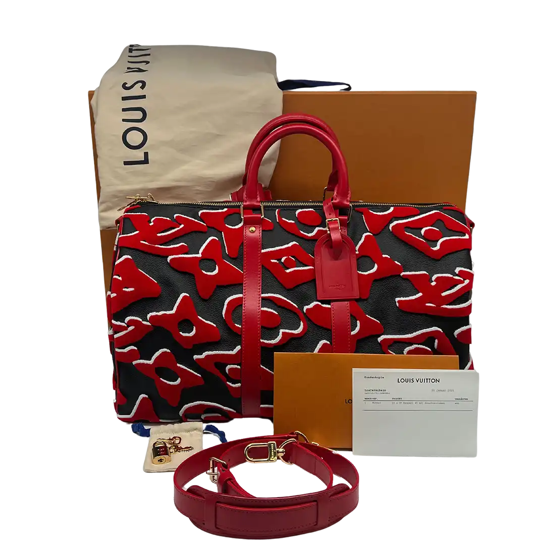 Louis Vuitton xUF Urs Fischer rot X schwarz Monogramm Keepall Bandouliere 45 / neu Louis Vuitton