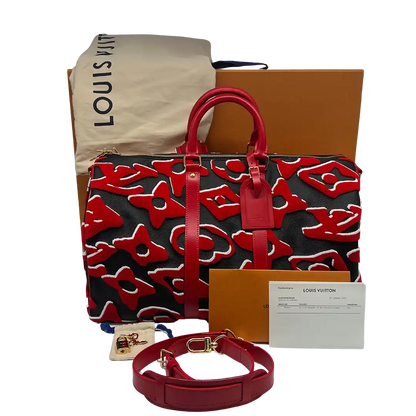 Louis Vuitton xUF Urs Fischer rot X schwarz Monogramm Keepall Bandouliere 45 / neu Louis Vuitton