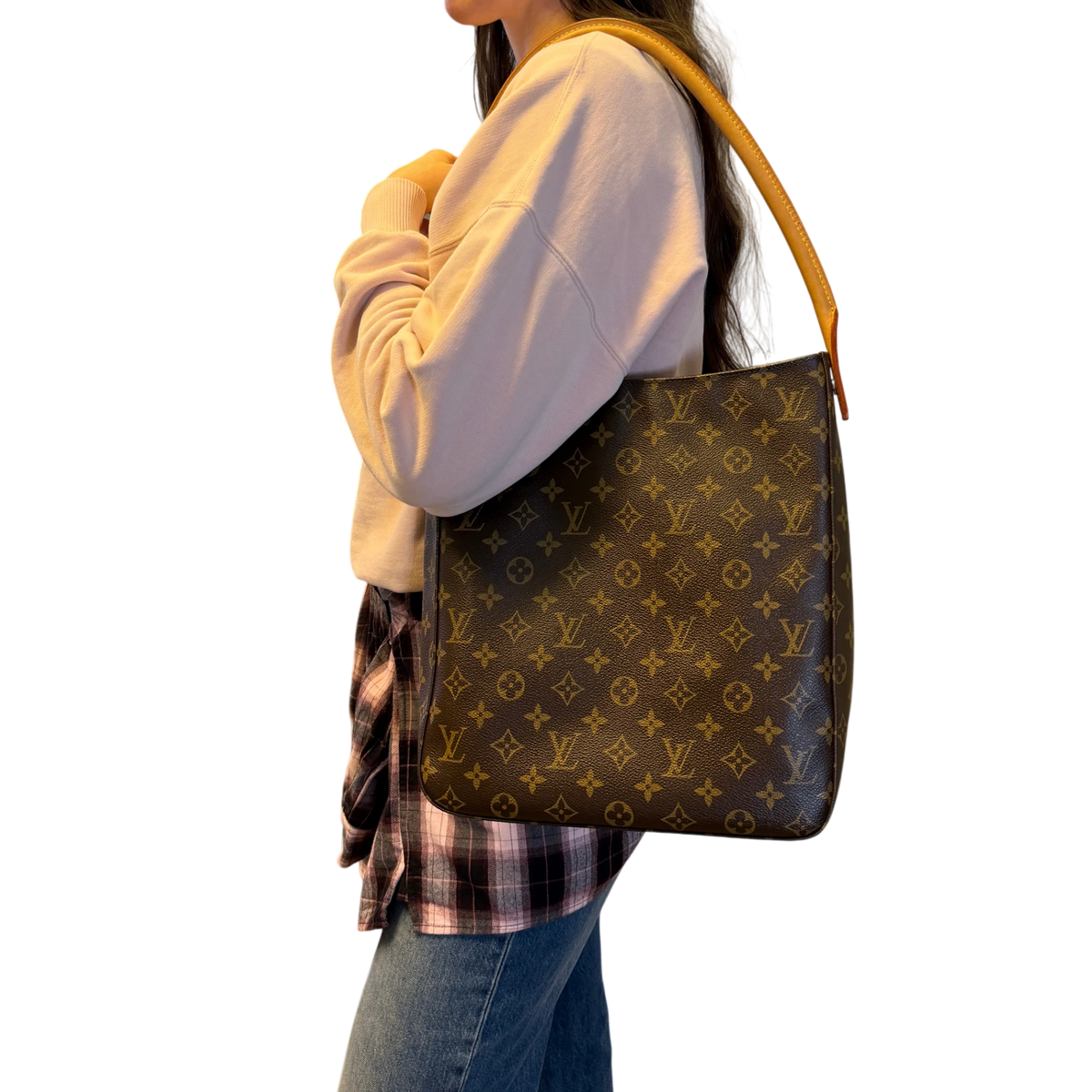Louis Vuitton Looping GM Schultertasche Monogram Canvas Braun Gold – Ansicht 11