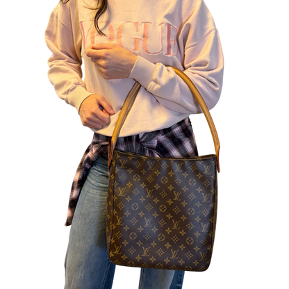 Louis Vuitton Looping GM Schultertasche Monogram Canvas Braun Gold – Ansicht 12