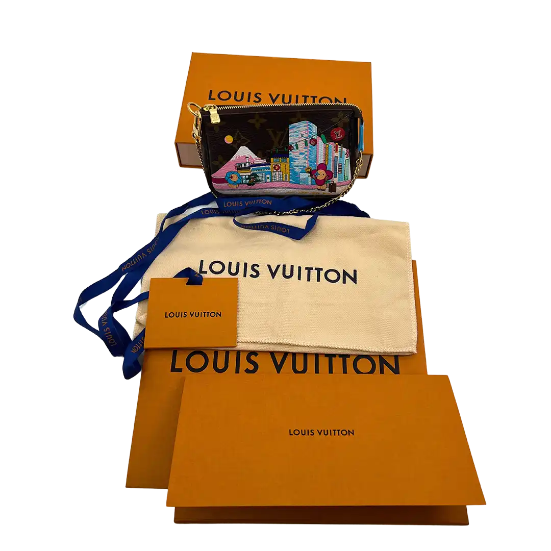 Louis Vuitton Mini Pochette Accessoires Vivienne Holiday Monogram Canvas/Blau Fullset / neu Louis Vuitton