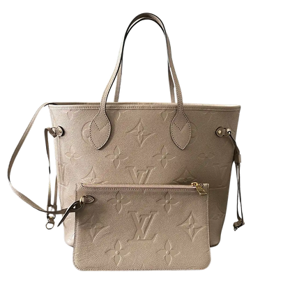 Louis Vuitton Neverfull MM Monogram Empreinte Leder Tourtourelle / neuwertig Louis Vuitton