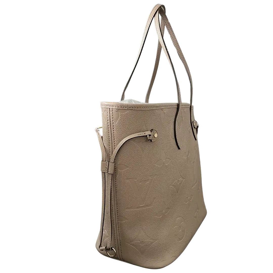 Louis Vuitton Neverfull MM Monogram Empreinte Leder Tourtourelle / neuwertig Louis Vuitton
