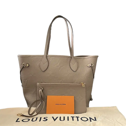 Louis Vuitton Neverfull MM Monogram Empreinte Leder Tourtourelle / neuwertig Louis Vuitton