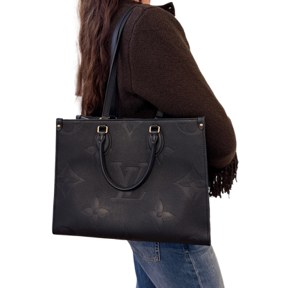 Louis Vuitton OnTheGo MM Monogram Empreinte Leer Zwart Goud