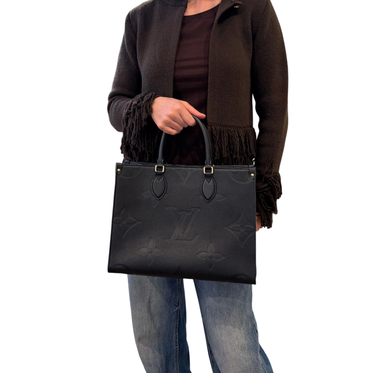 Louis Vuitton OnTheGo MM Monogram Empreinte Leer Zwart Goud