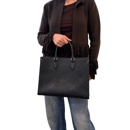 Louis Vuitton OnTheGo MM Monogram Empreinte Leer Zwart Goud