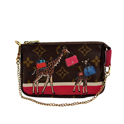 Louis Vuitton Pochette Accessories Giraffe Xmas M62087 braun/pink Fullset / neuwertig Louis Vuitton