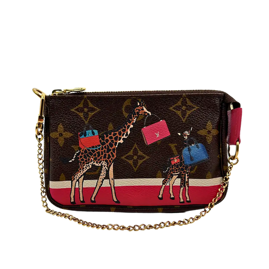 Louis Vuitton Pochette Accessories Giraffe Xmas M62087 braun/pink Fullset / neuwertig Louis Vuitton