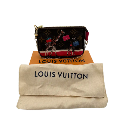 Louis Vuitton Pochette Accessories Giraffe Xmas M62087 braun/pink Fullset / neuwertig Louis Vuitton