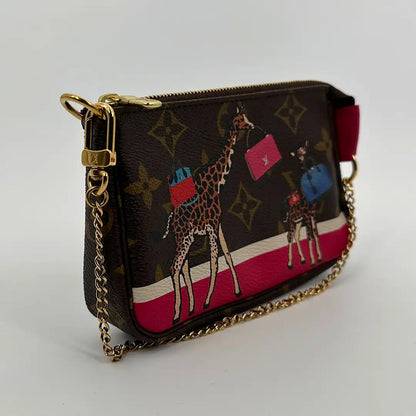 Louis Vuitton Pochette Accessories Giraffe Xmas M62087 braun/pink Fullset / neuwertig Louis Vuitton