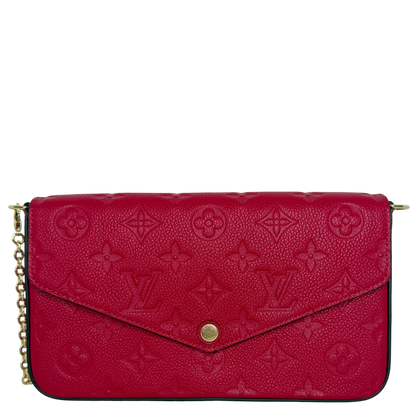 Louis Vuitton Pochette Félicie Monogram Empreinte Scarlet Rot Gold Louis Vuitton
