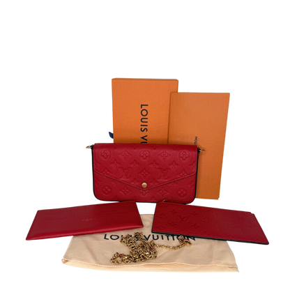 Louis Vuitton Pochette Félicie Monogram Empreinte Scarlet Rot Gold Louis Vuitton