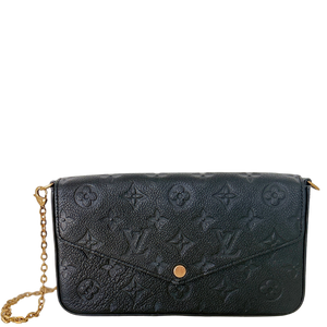 Louis Vuitton Félicie Pochette Empreinte Leer zwart
