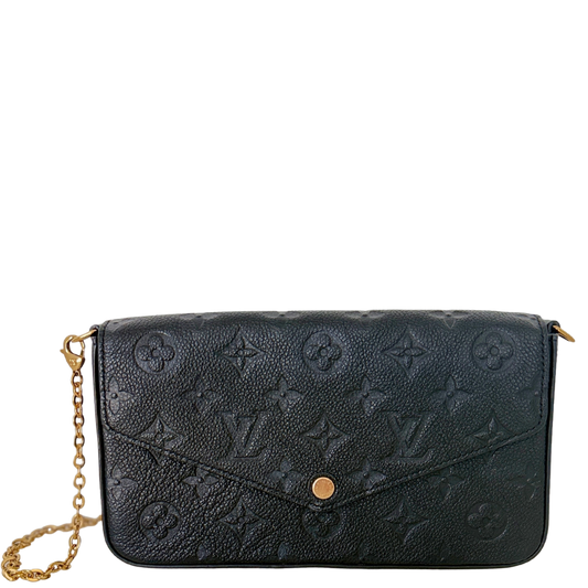 Louis Vuitton Félicie Pochette Empreinte Leder schwarz Fullset / sehr gut Louis Vuitton