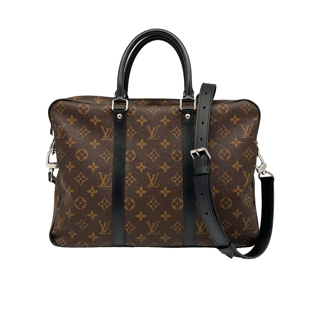 Louis Vuitton Porte Documents Voyage Monogram Macassar PM braun / sehr gut Louis Vuitton