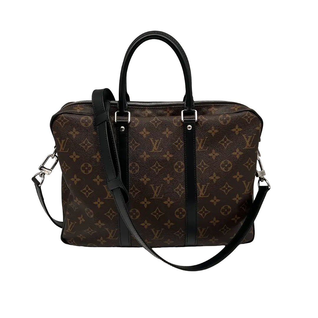 Louis Vuitton Porte Documents Voyage Monogram Macassar PM braun / sehr gut Louis Vuitton