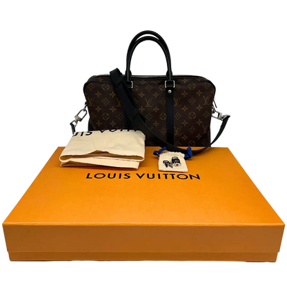 Louis Vuitton Porte Documents Voyage Monogram Macassar PM braun / sehr gut Louis Vuitton