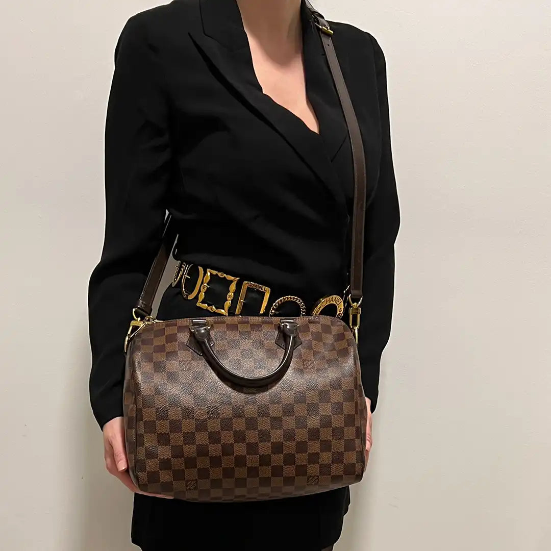 Louis Vuitton Speedy 30 Bandouliere Damier Ebene / akzeptabel Louis Vuitton