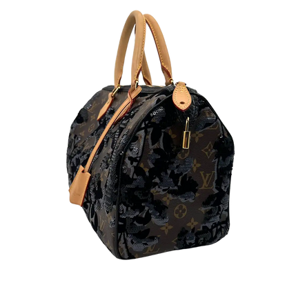 Louis Vuitton Fleur de Jais Speedy 30 Pailetten und Samt limited Edition / Sehr gut Louis Vuitton