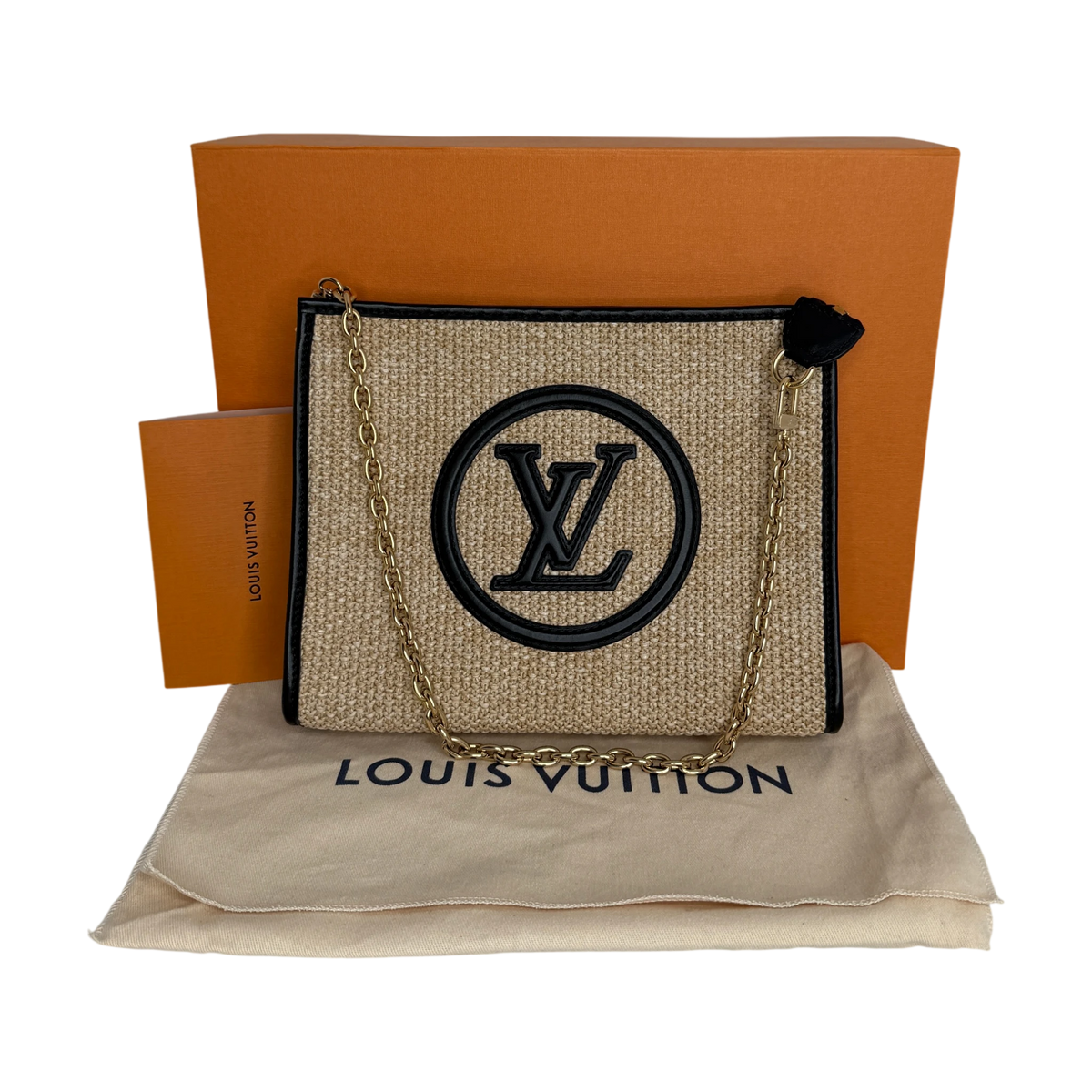 Louis Vuitton Toiletry Pouch On Chain Raffia Beige Schwarz Louis Vuitton