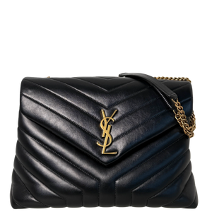 Saint Laurent YSL LouLou Medium Leer Zwart goudkleurige hardware