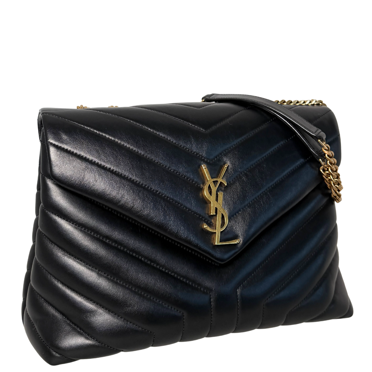 Saint Laurent YSL LouLou Medium Leder Schwarz goldene Hardware / sehr gut Saint Laurent