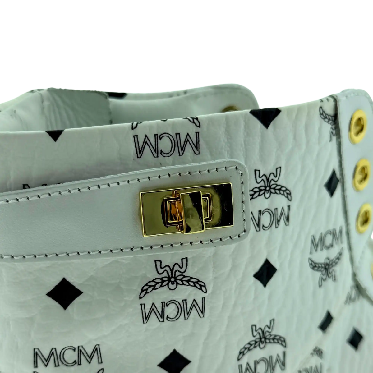 MCM High Top Turnlock Sneaker in Visetos Weiß Größe 44 / neuwertig MCM