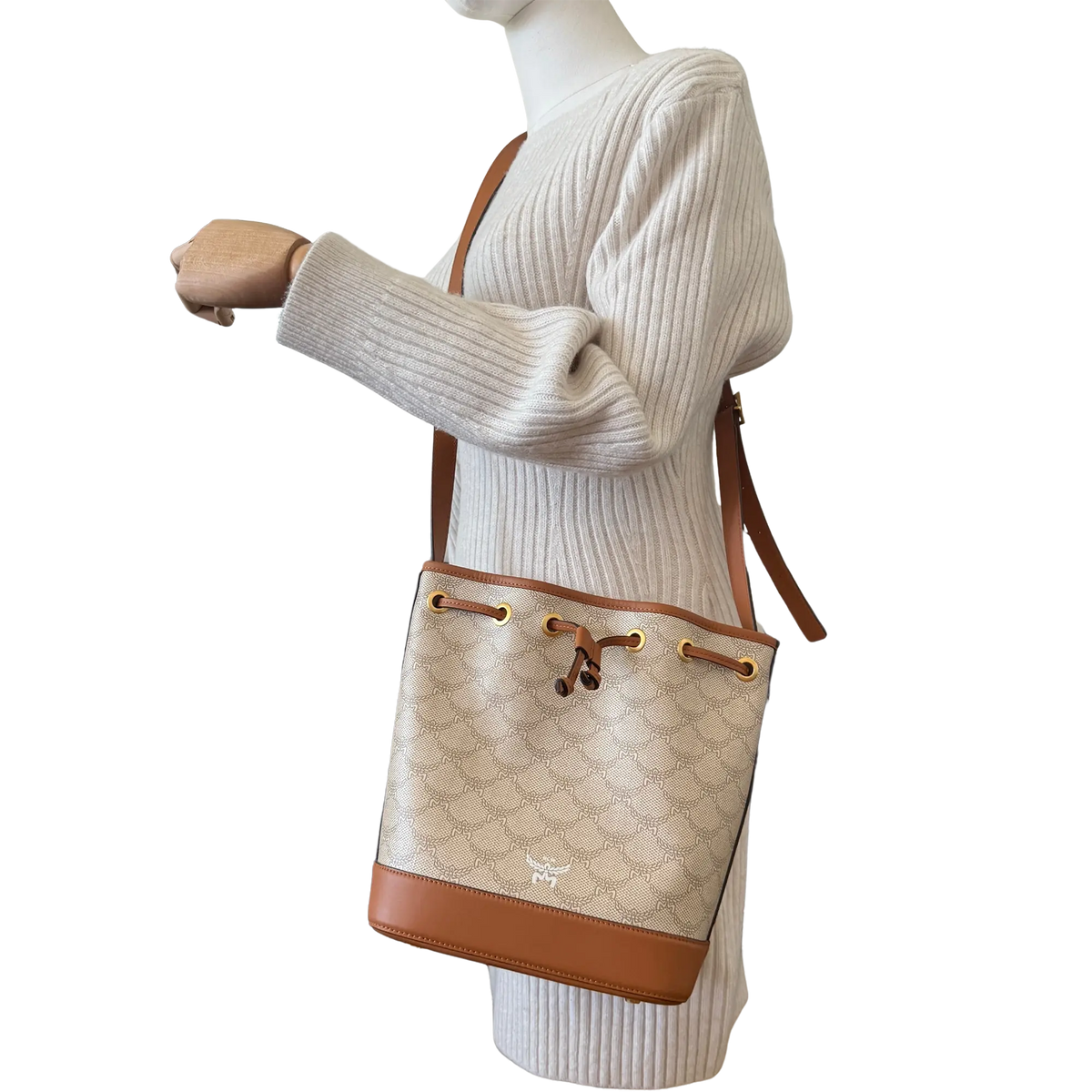 MCM Himmel Kordelzugtasche in Lauretos beige / neuwertig MCM
