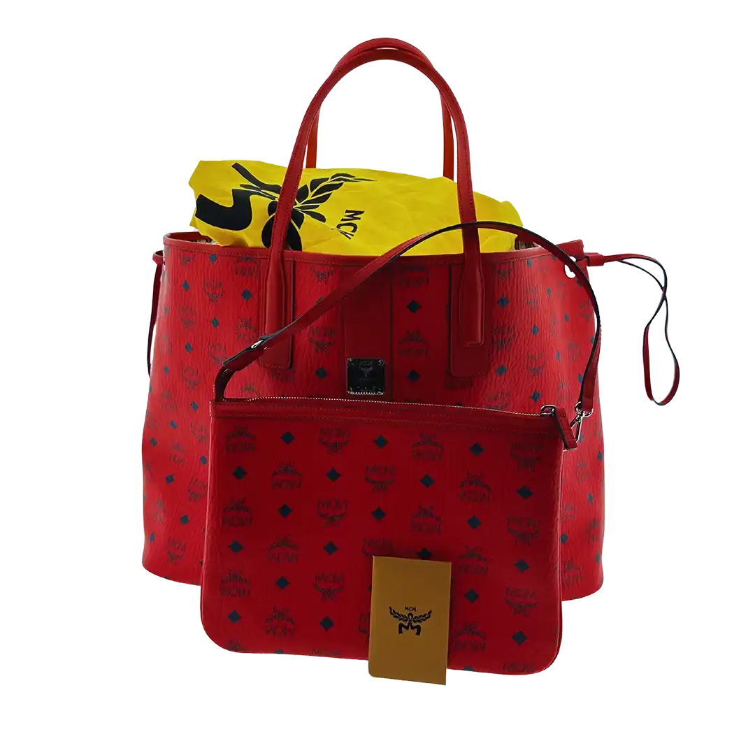 MCM Liz Wendeshopper Large rot mit großer abnehmbarer Pouch 2025 / ungetragen MCM