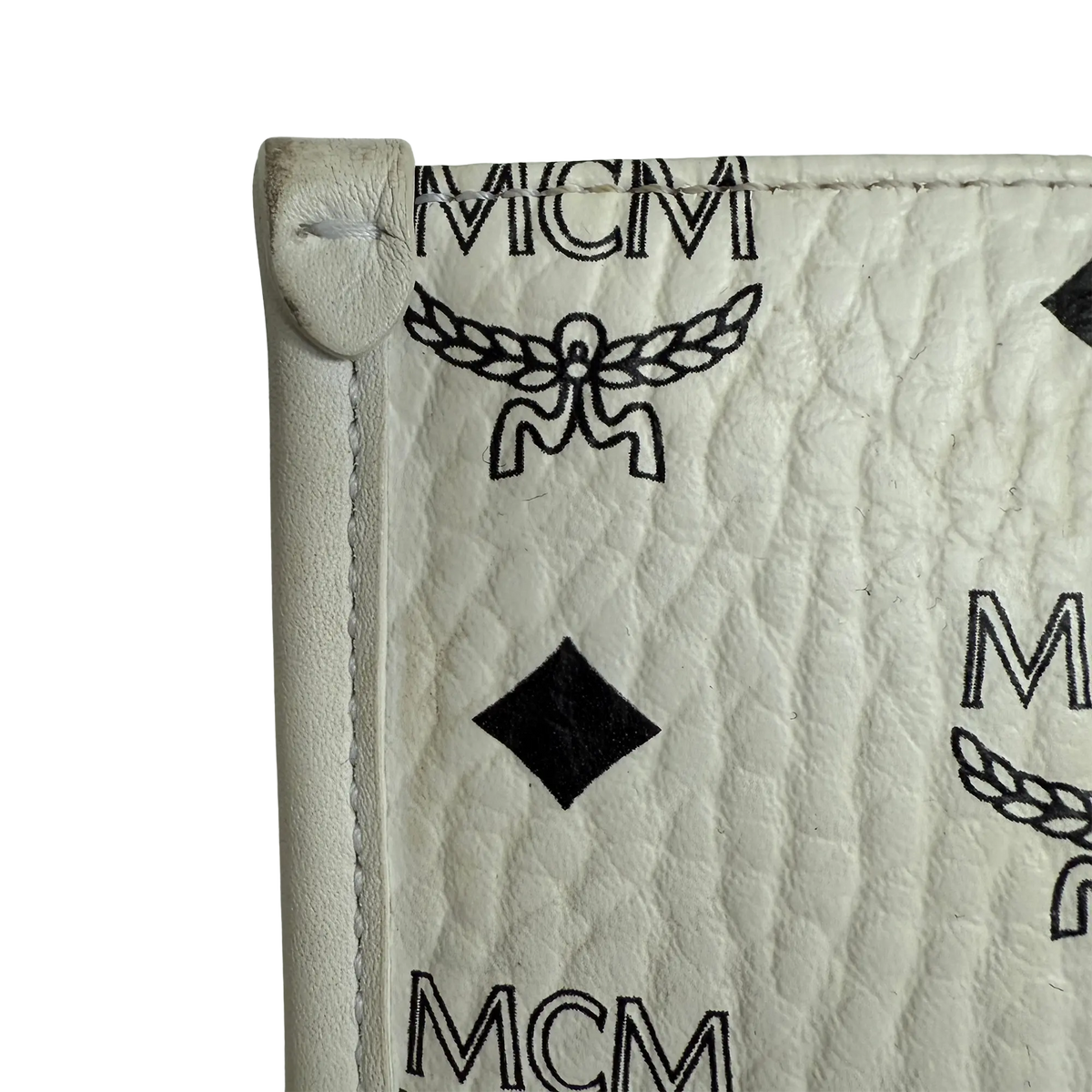 MCM München Tragetasche in Visetos weiß mit abnehmbarer Pouch /gut MCM