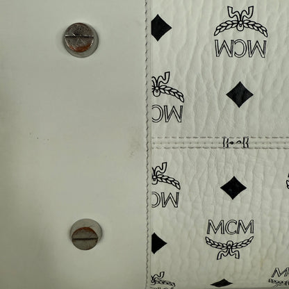 MCM München Tragetasche in Visetos weiß mit abnehmbarer Pouch /gut MCM