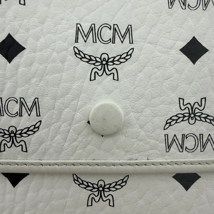 MCM München Tragetasche in Visetos weiß mit abnehmbarer Pouch /gut MCM