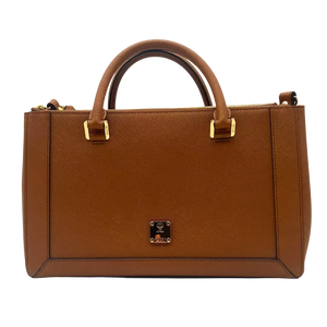 MCM Saffiano Lederen Handtas Cognac bruin